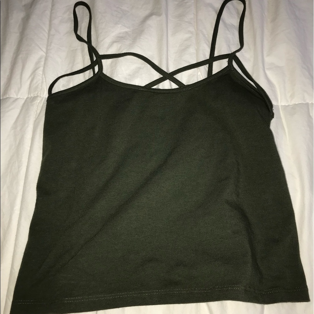 NWOT army green crop top